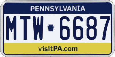 PA license plate MTW6687
