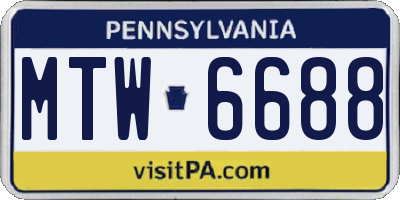 PA license plate MTW6688