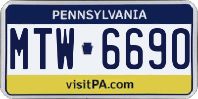 PA license plate MTW6690