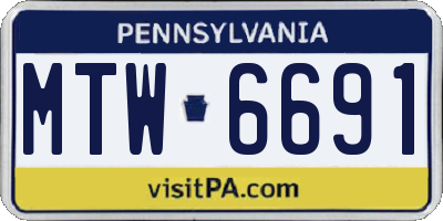 PA license plate MTW6691