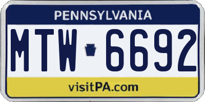 PA license plate MTW6692