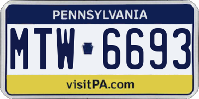 PA license plate MTW6693
