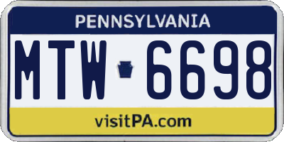 PA license plate MTW6698