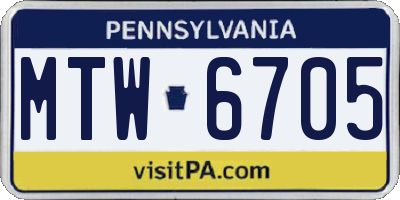 PA license plate MTW6705