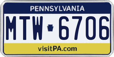 PA license plate MTW6706