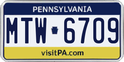 PA license plate MTW6709