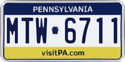 PA license plate MTW6711