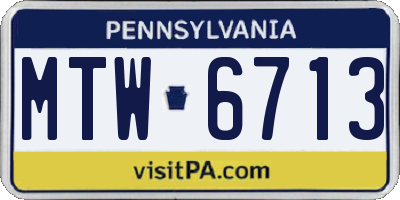PA license plate MTW6713