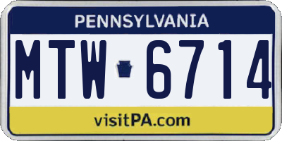 PA license plate MTW6714