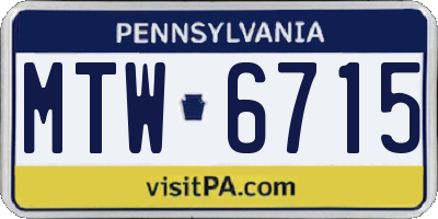 PA license plate MTW6715