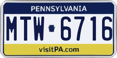 PA license plate MTW6716