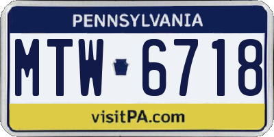 PA license plate MTW6718
