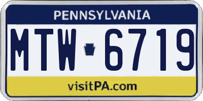 PA license plate MTW6719