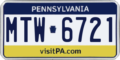 PA license plate MTW6721