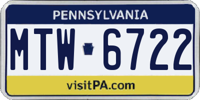 PA license plate MTW6722