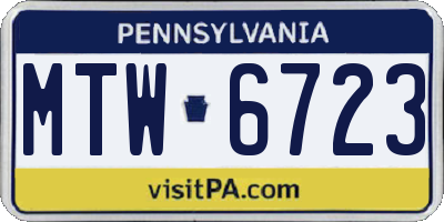 PA license plate MTW6723