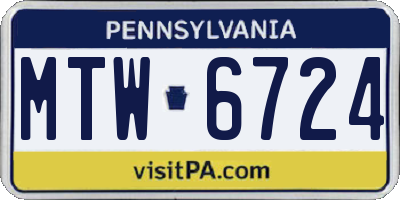 PA license plate MTW6724