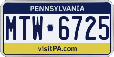 PA license plate MTW6725