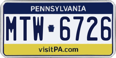 PA license plate MTW6726