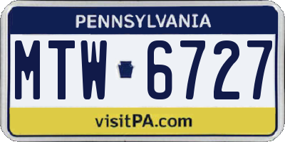 PA license plate MTW6727