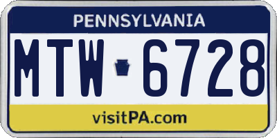 PA license plate MTW6728