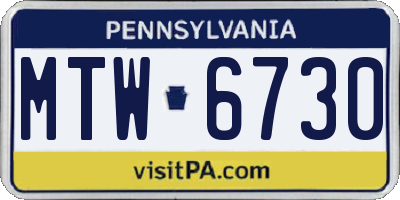 PA license plate MTW6730