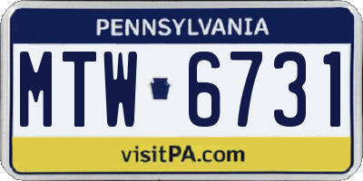 PA license plate MTW6731