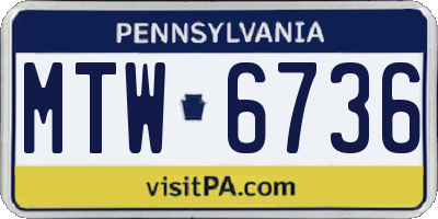 PA license plate MTW6736