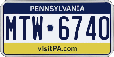 PA license plate MTW6740