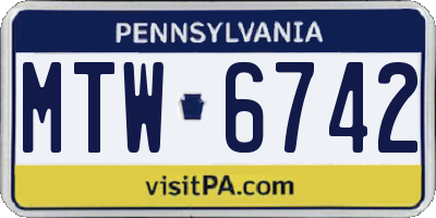PA license plate MTW6742