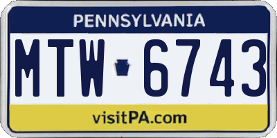 PA license plate MTW6743