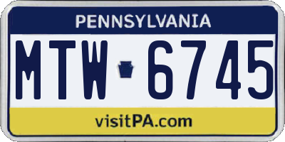PA license plate MTW6745
