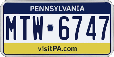 PA license plate MTW6747