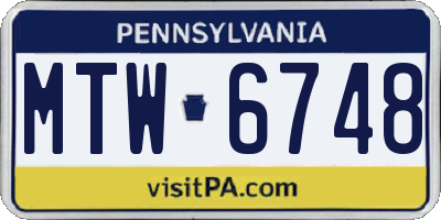PA license plate MTW6748