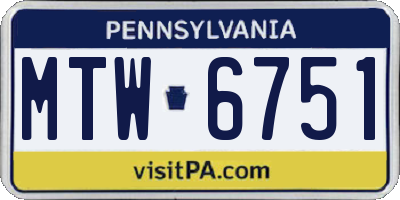 PA license plate MTW6751