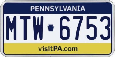 PA license plate MTW6753