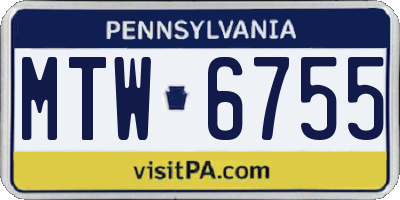 PA license plate MTW6755