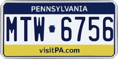 PA license plate MTW6756