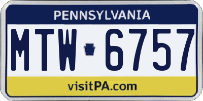 PA license plate MTW6757