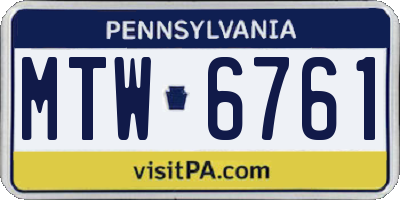 PA license plate MTW6761
