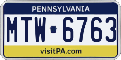 PA license plate MTW6763