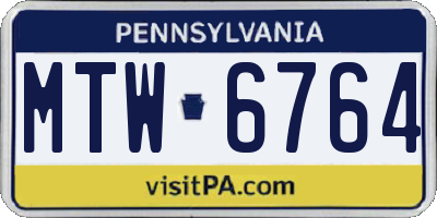 PA license plate MTW6764