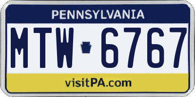 PA license plate MTW6767