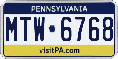 PA license plate MTW6768