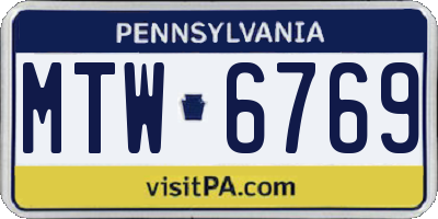 PA license plate MTW6769