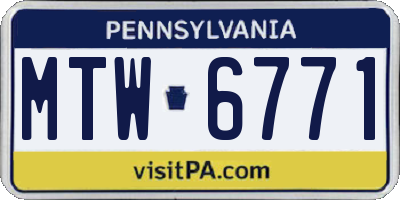 PA license plate MTW6771