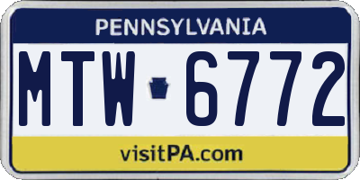 PA license plate MTW6772