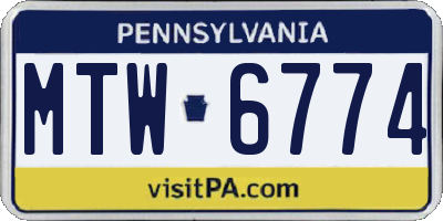 PA license plate MTW6774