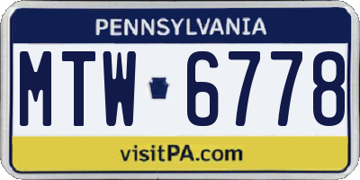 PA license plate MTW6778
