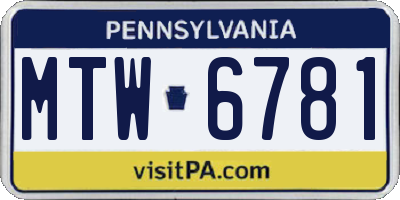 PA license plate MTW6781